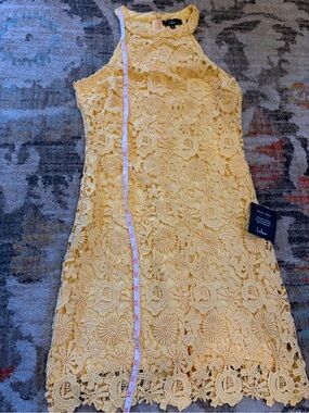 Lulu's Lemon Crochet Halter Mini Dress